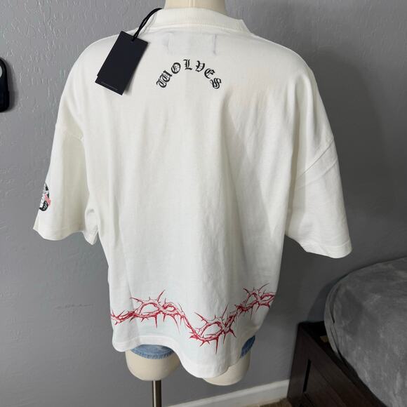 Darc Sport Drip Hesh Grundge Box Cut Tee in Cream, M - Picture 2 of 6